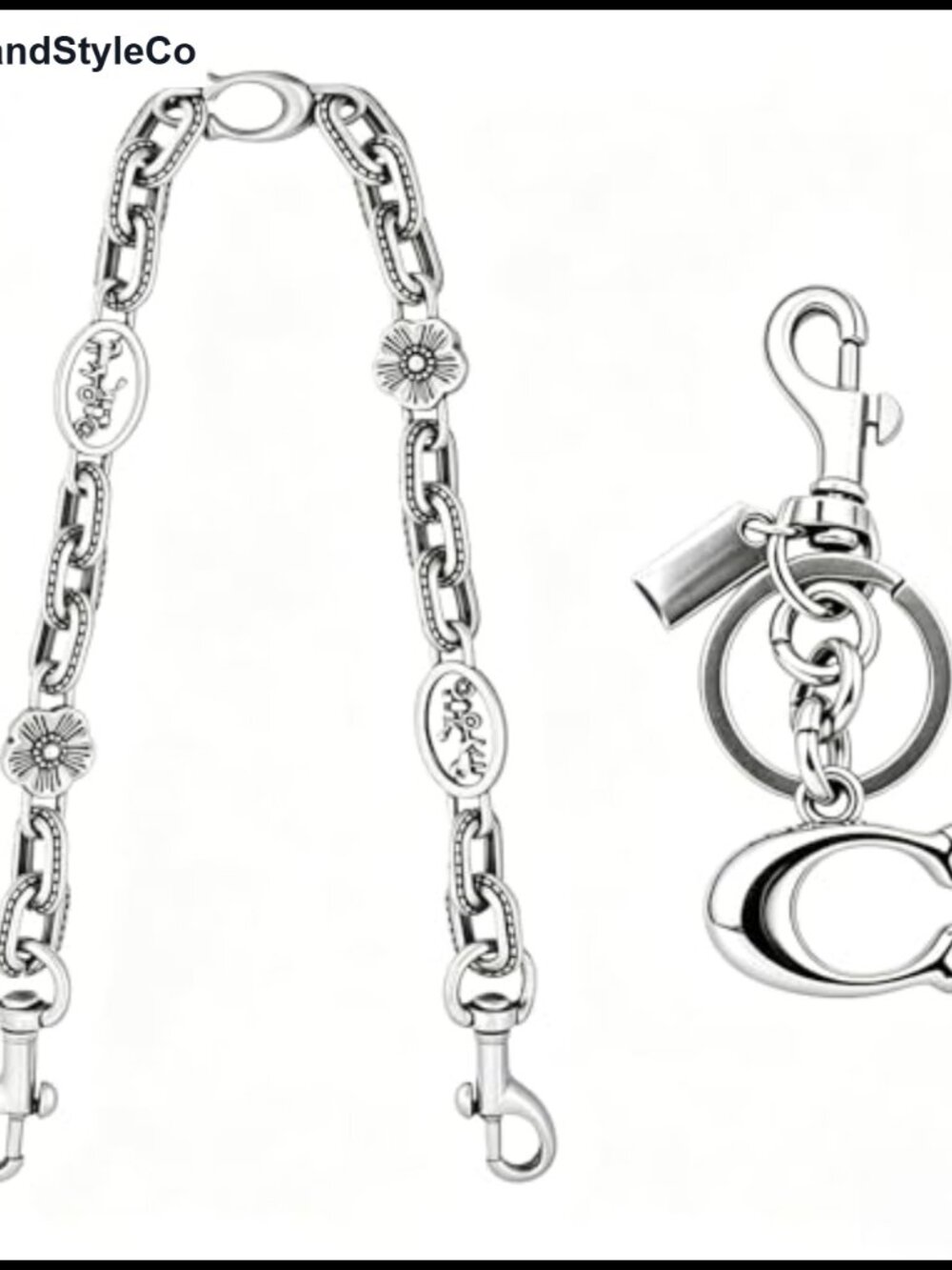 Vintage Gold Silver Metal Bag Charm Purse Strap Extender Keychain 2-Pack